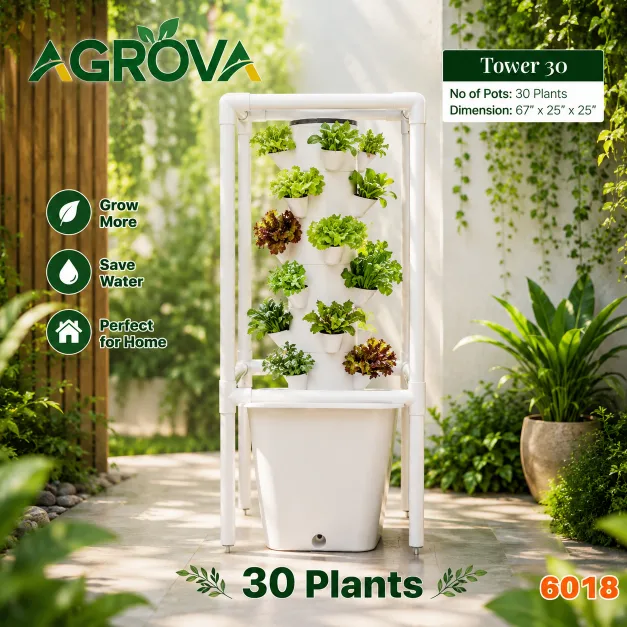 5018 (2) Vertical Hydroponic System With Growing Light 2 columns 30 Plant Hy-6018 - Image 1